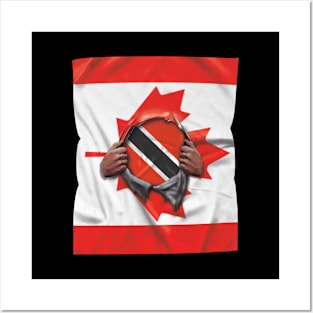 Trinidad And Tobago Flag Canadian Flag Ripped - Gift for Trinidadian And Tobagoan From Trinidad And Tobago Posters and Art